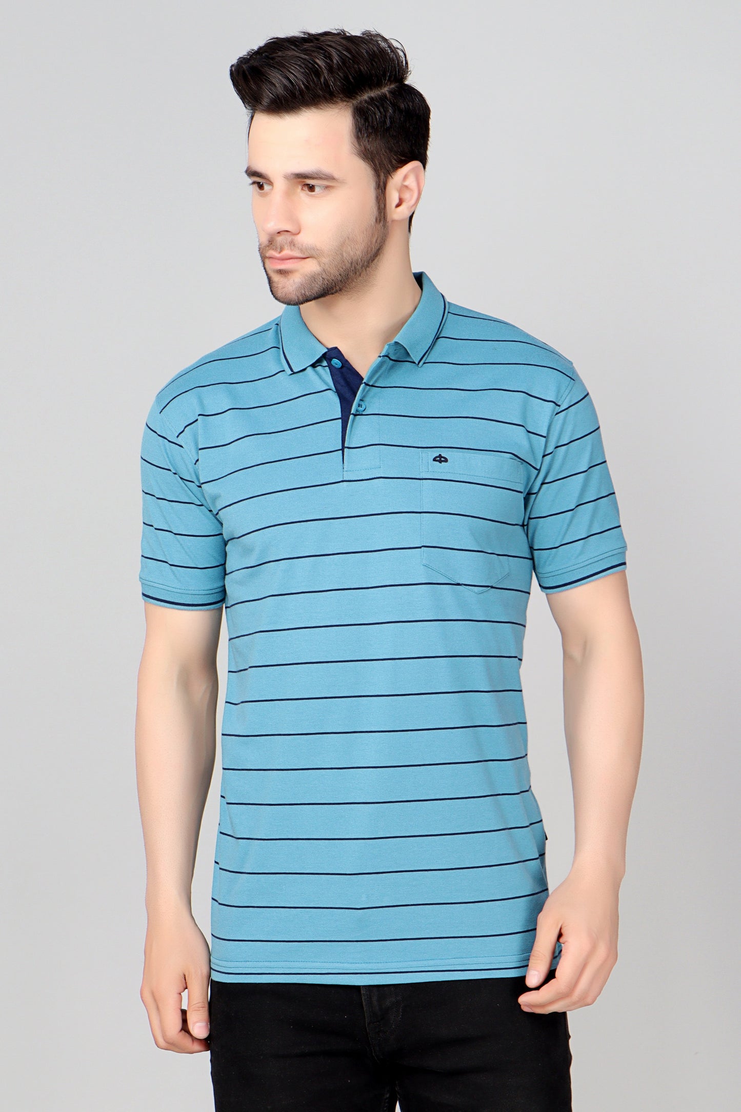 Pique Stripe Regular Fit Pocket Polo