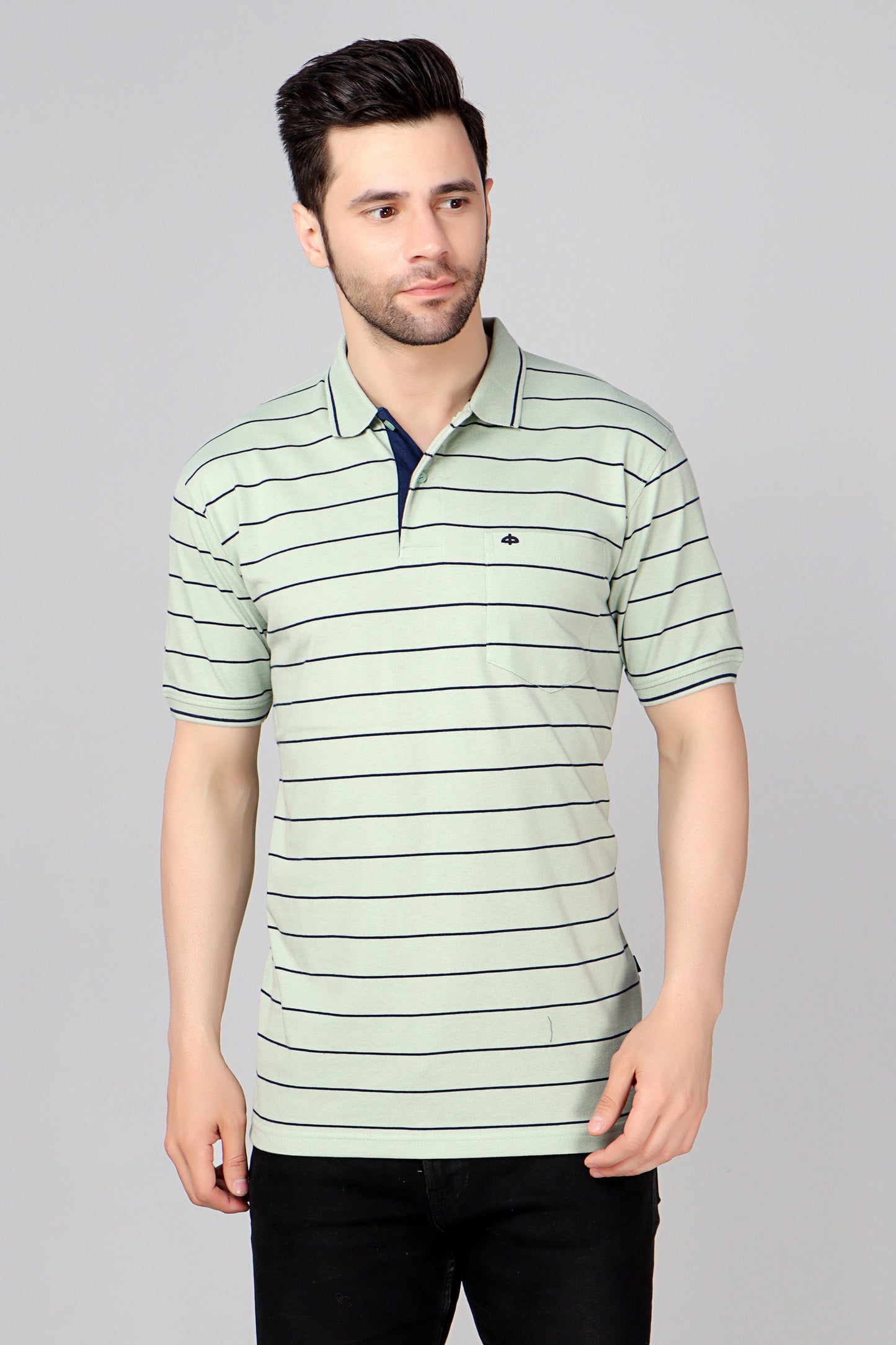 Single Jersey Stripe  Regular Fit Pocket Polo