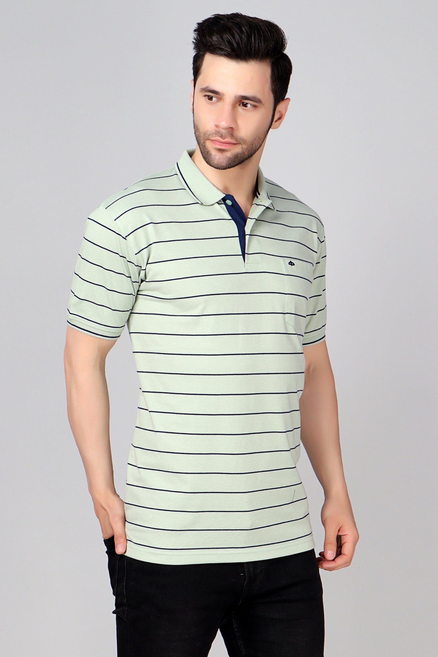 Single Jersey Stripe  Regular Fit Pocket Polo