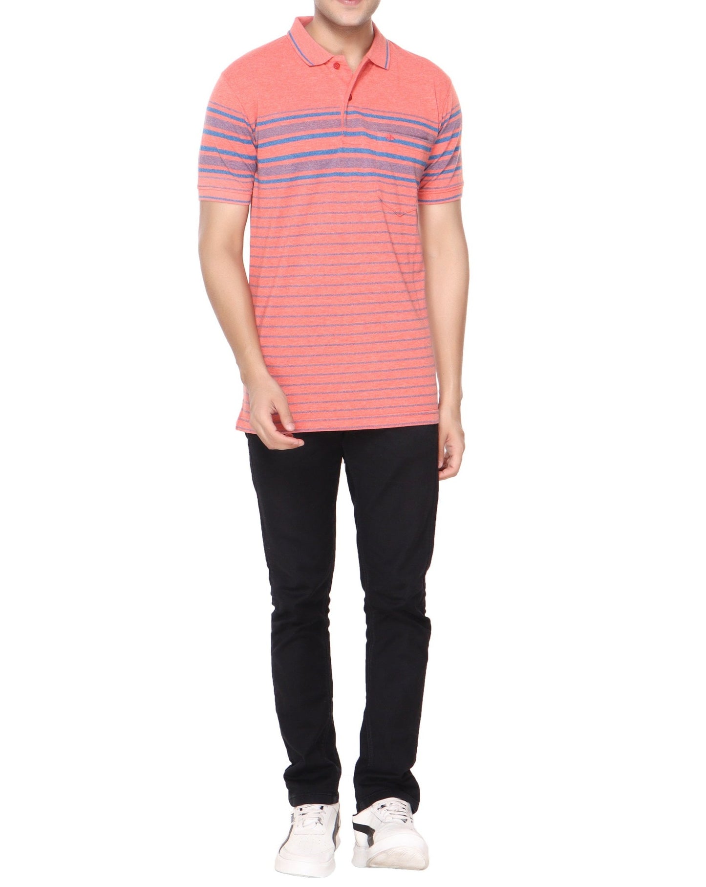 Pique Stripe Regular Fit Pocket Polo