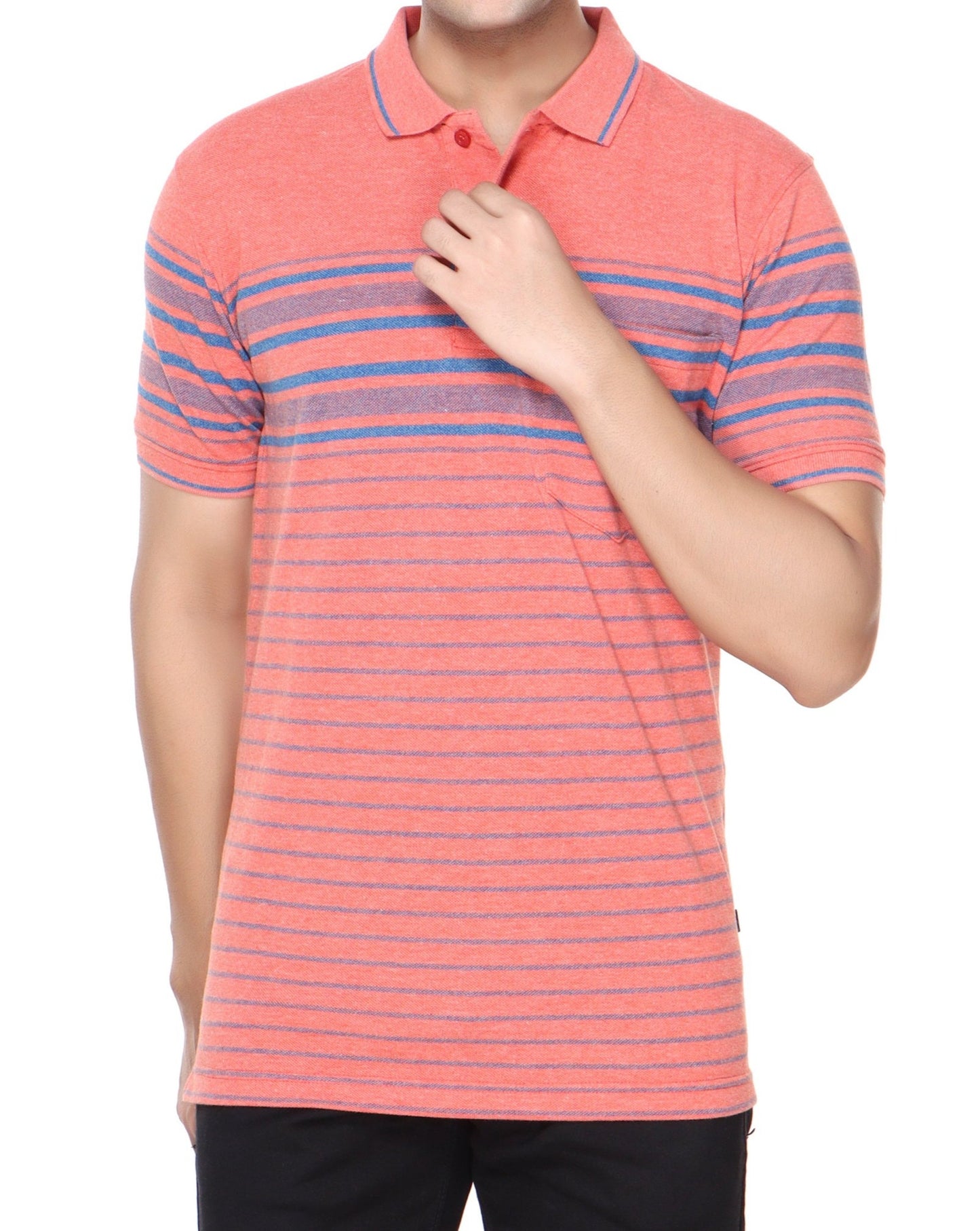 Pique Stripe Regular Fit Pocket Polo